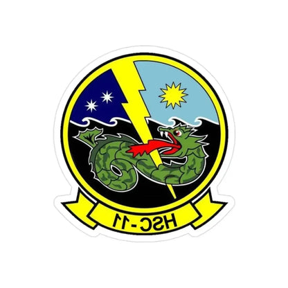 HSC 11 Helicopter Sea Combat Squadron 11 (U.S. Navy) REVERSE PRINT Transparent Die-Cut STICKER 2 Inch Die-Cut Transparent - The Sticker Space
