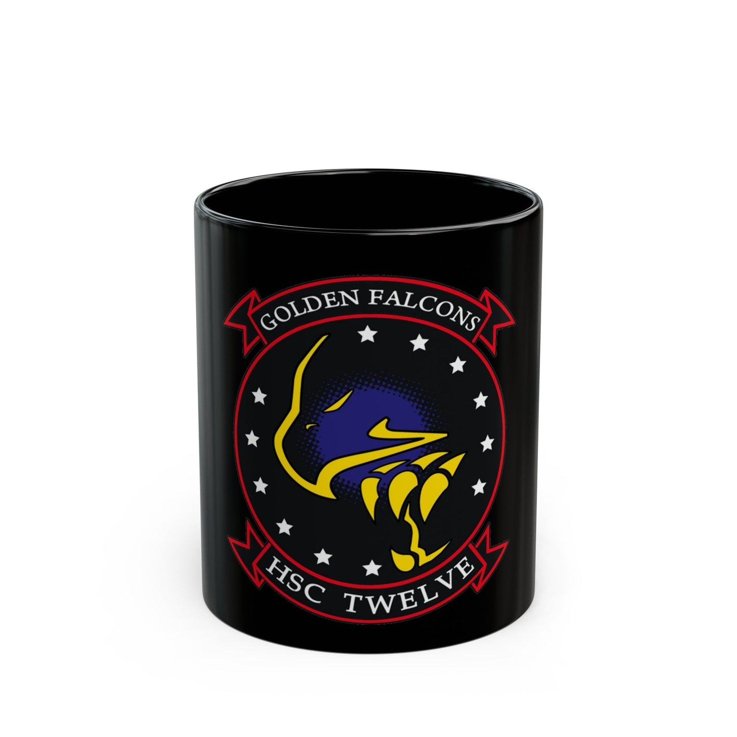 HSC 12 Golden Falcons (U.S. Navy) Black Coffee Mug-11oz-The Sticker Space