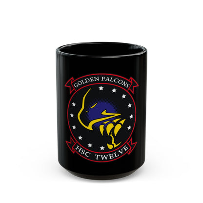 HSC 12 Golden Falcons (U.S. Navy) Black Coffee Mug-15oz-The Sticker Space