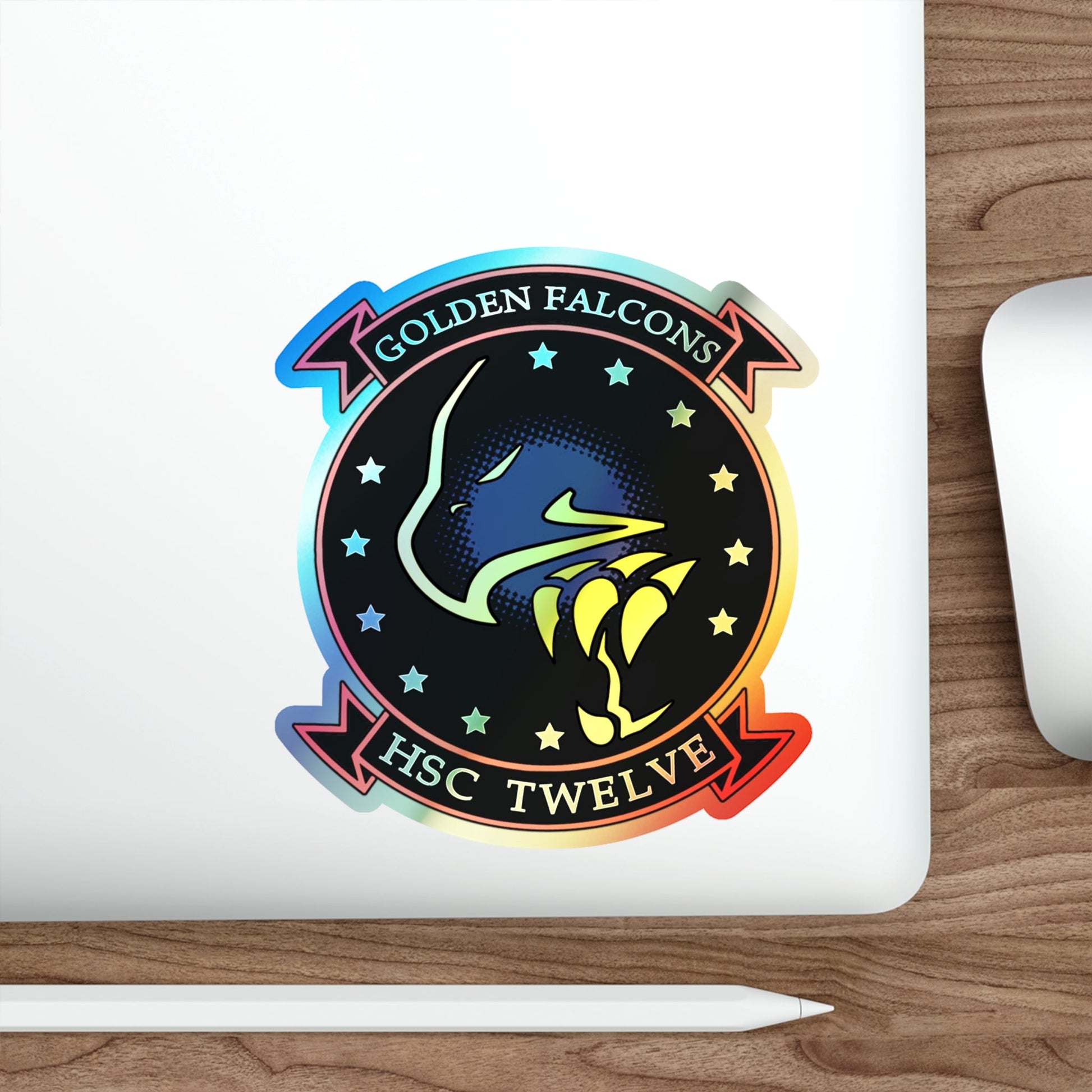 HSC 12 Golden Falcons (U.S. Navy) Holographic STICKER Die-Cut Vinyl Decal-The Sticker Space