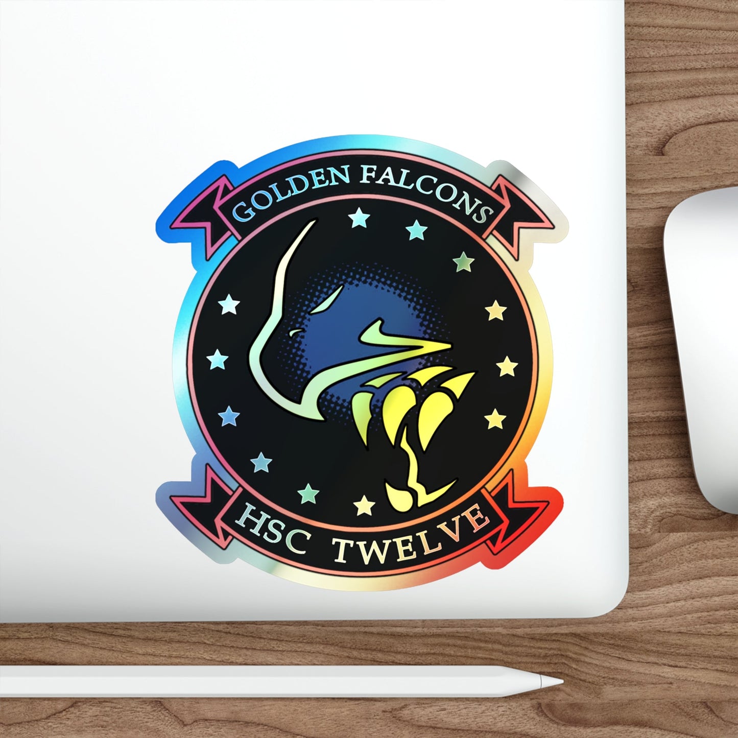 HSC 12 Golden Falcons (U.S. Navy) Holographic STICKER Die-Cut Vinyl Decal-The Sticker Space