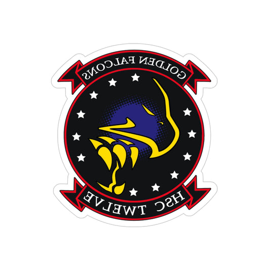 HSC 12 Golden Falcons (U.S. Navy) REVERSE PRINT Transparent STICKER-6" × 6"-The Sticker Space