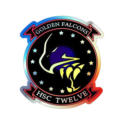 HSC 12 Golden Falcons (U.S. Navy) Holographic STICKER Die-Cut Vinyl Decal 2 Inch Holographic - The Sticker Space