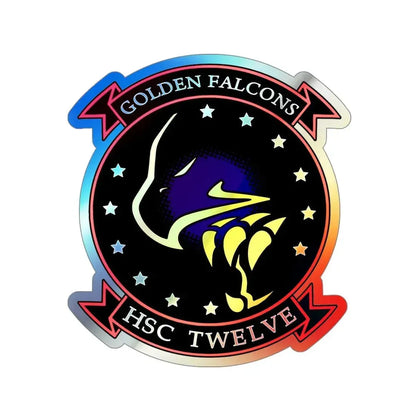 HSC 12 Golden Falcons (U.S. Navy) Holographic STICKER Die-Cut Vinyl Decal 6 Inch Holographic - The Sticker Space