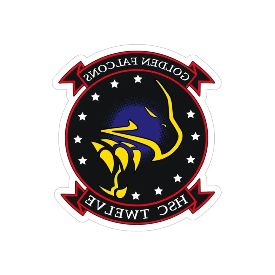 HSC 12 Golden Falcons (U.S. Navy) REVERSE PRINT Transparent Die-Cut STICKER 4 Inch Die-Cut Transparent - The Sticker Space