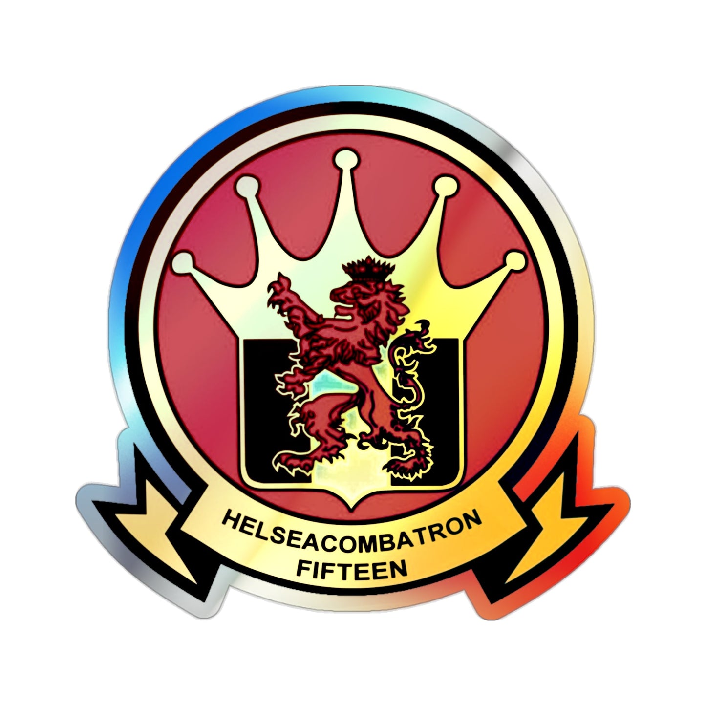 HSC 15 Helicopter Sea Combat Squadron 15 ‘Red Lions’ (U.S. Navy) Holographic STICKER Die-Cut Vinyl Decal-2 Inch-The Sticker Space