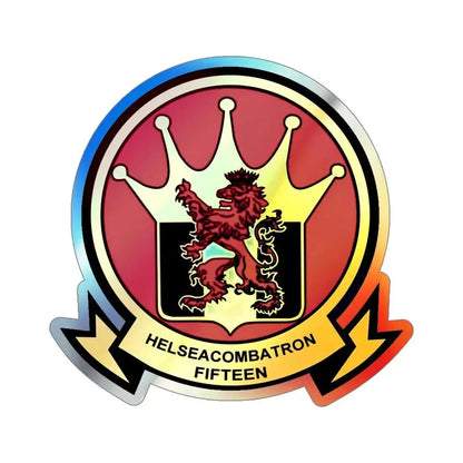 HSC 15 Helicopter Sea Combat Squadron 15 ‘Red Lions’ (U.S. Navy) Holographic STICKER Die-Cut Vinyl Decal 5 Inch Holographic - The Sticker Space