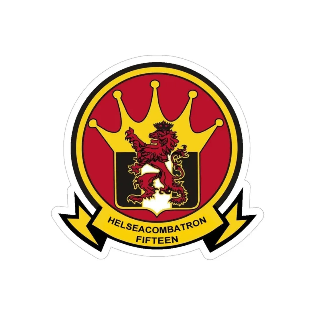 HSC 15 Helicopter Sea Combat Squadron 15 ‘Red Lions’ (U.S. Navy) Transparent STICKER Die-Cut Vinyl Decal 4 Inch Transparent - The Sticker Space