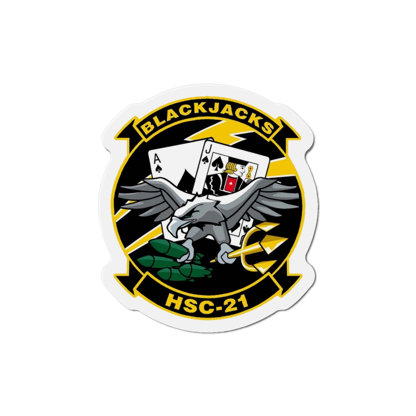 HSC 21 Helicopter Sea Combat Squadron 21 ‘Blackjacks’ (U.S. Navy) Die-Cut Magnet-4" x 4"-The Sticker Space