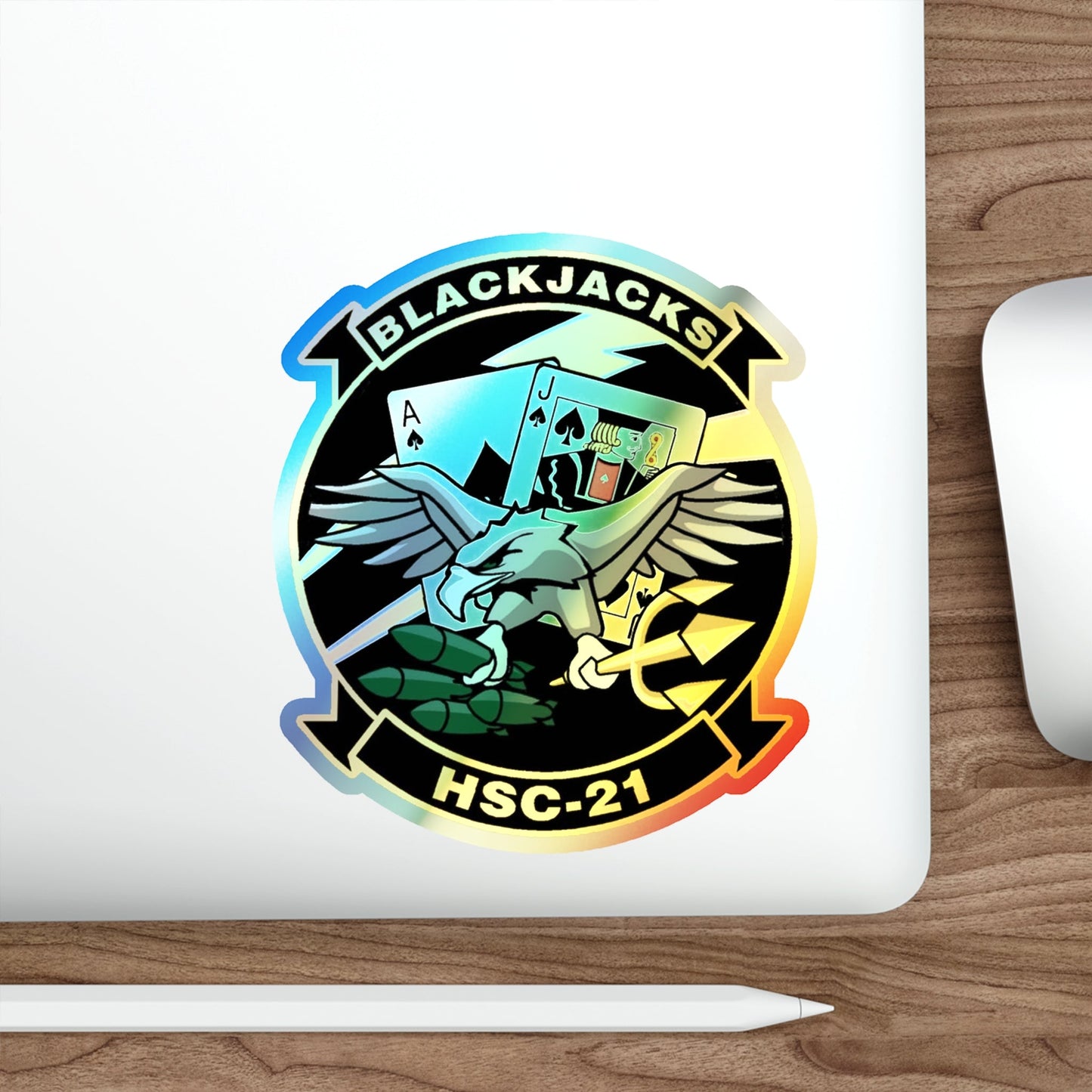 HSC 21 Helicopter Sea Combat Squadron 21 ‘Blackjacks’ (U.S. Navy) Holographic STICKER Die-Cut Vinyl Decal-The Sticker Space