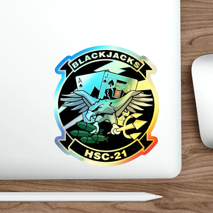 HSC 21 Helicopter Sea Combat Squadron 21 ‘Blackjacks’ (U.S. Navy) Holographic STICKER Die-Cut Vinyl Decal-The Sticker Space