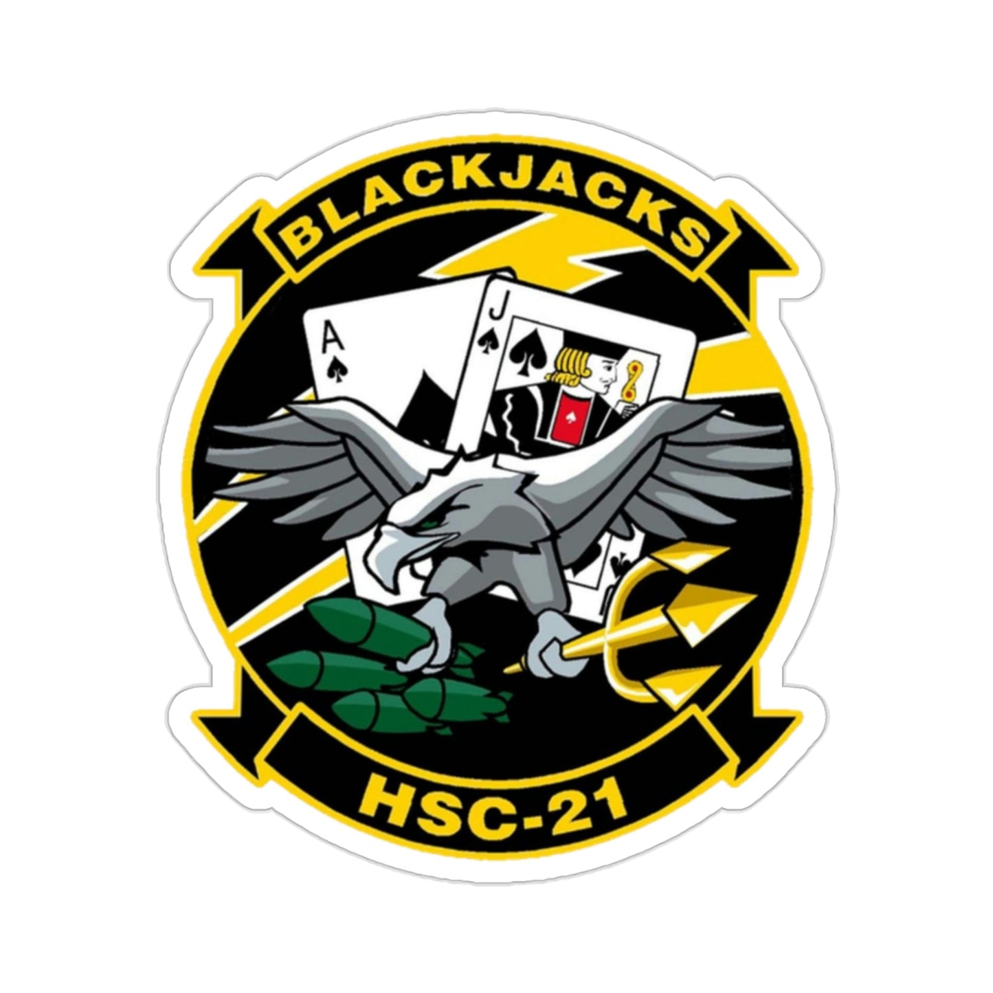 HSC 21 Helicopter Sea Combat Squadron 21 ‘Blackjacks’ (U.S. Navy) STICKER Vinyl Die-Cut Decal-2 Inch-The Sticker Space