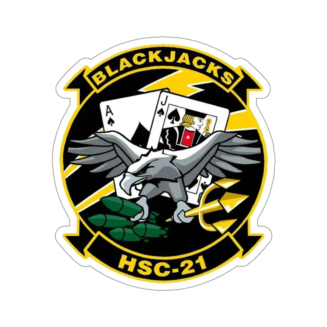 HSC 21 Helicopter Sea Combat Squadron 21 ‘Blackjacks’ (U.S. Navy) STICKER Vinyl Die-Cut Decal 5 Inch - The Sticker Space