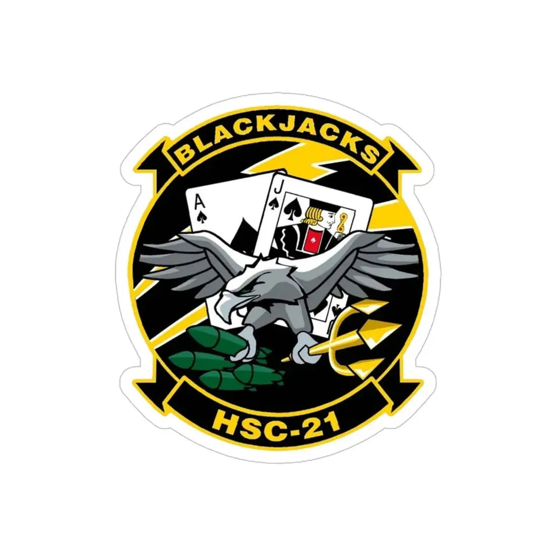HSC 21 Helicopter Sea Combat Squadron 21 ‘Blackjacks’ (U.S. Navy) Transparent STICKER Die-Cut Vinyl Decal 5 Inch Transparent - The Sticker Space