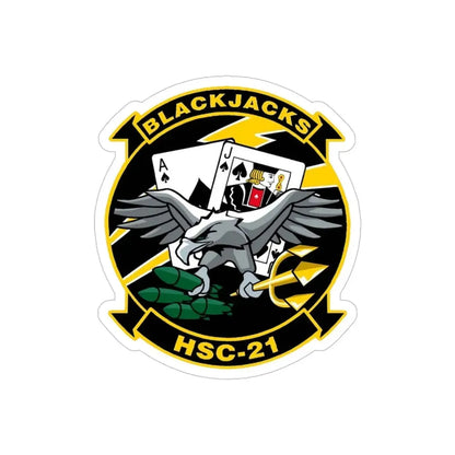 HSC 21 Helicopter Sea Combat Squadron 21 ‘Blackjacks’ (U.S. Navy) Transparent STICKER Die-Cut Vinyl Decal 5 Inch Transparent - The Sticker Space