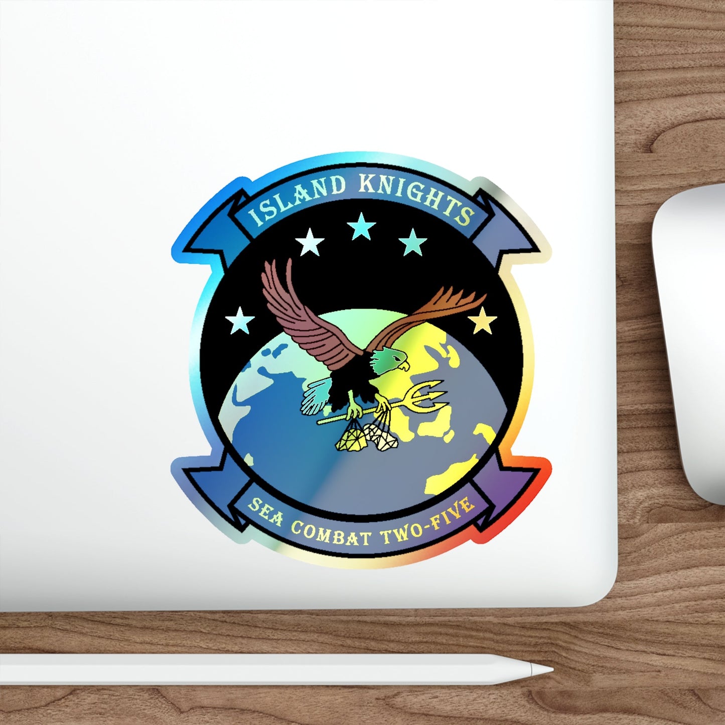 HSC 25 Island Knights v2 (U.S. Navy) Holographic STICKER Die-Cut Vinyl Decal-The Sticker Space