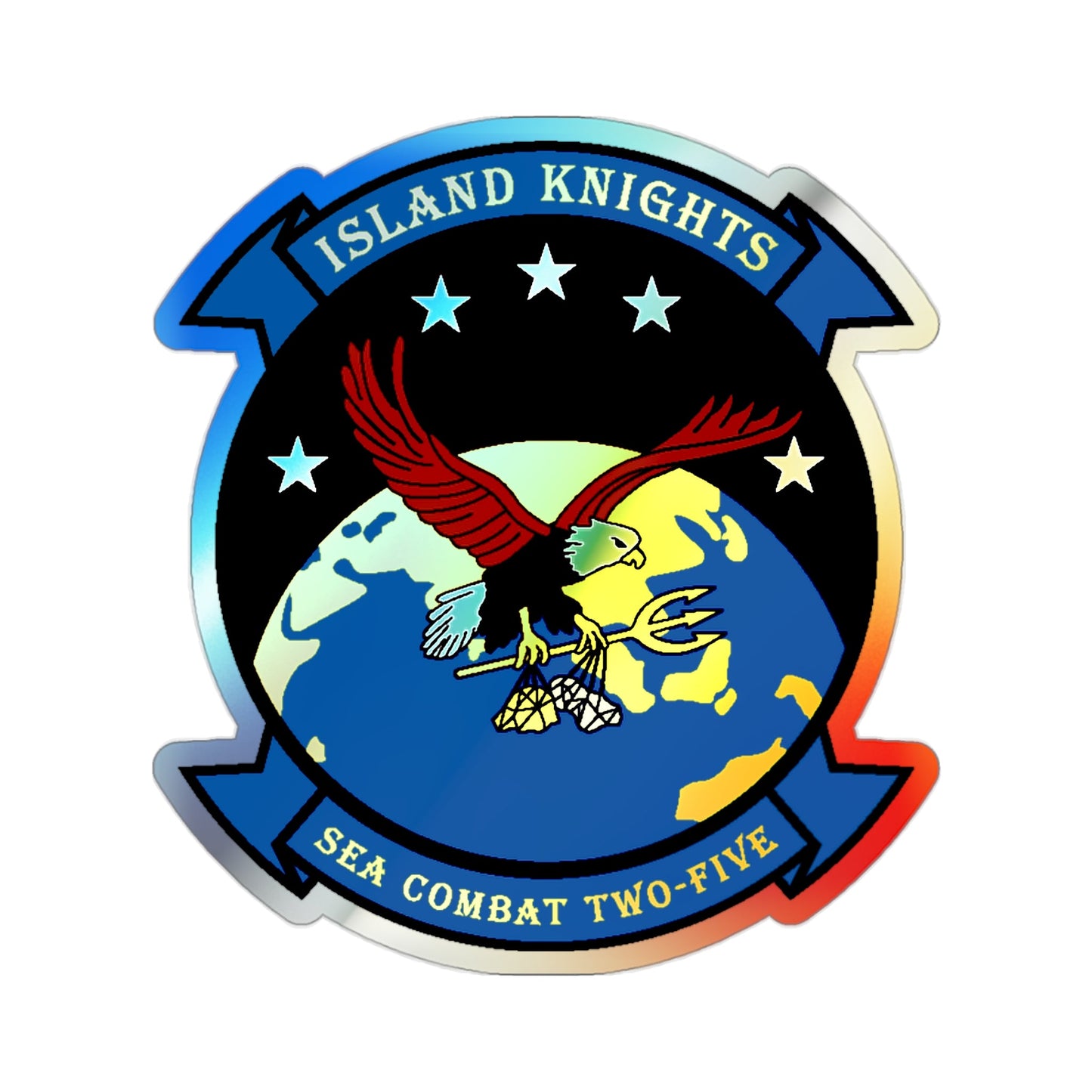 HSC 25 Island Knights v2 (U.S. Navy) Holographic STICKER Die-Cut Vinyl Decal-2 Inch-The Sticker Space