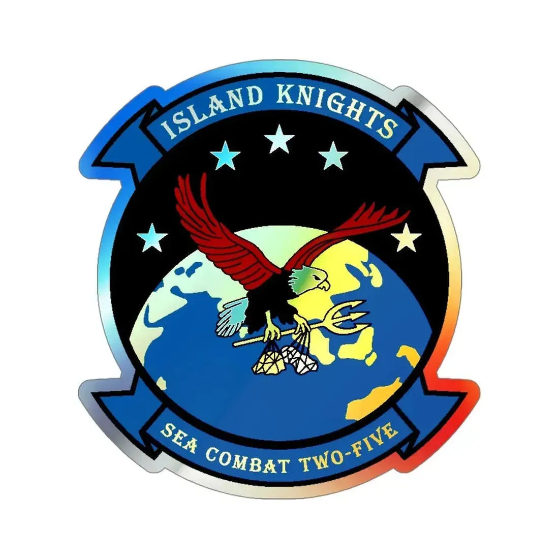 HSC 25 Island Knights v2 (U.S. Navy) Holographic STICKER Die-Cut Vinyl Decal 4 Inch Holographic - The Sticker Space
