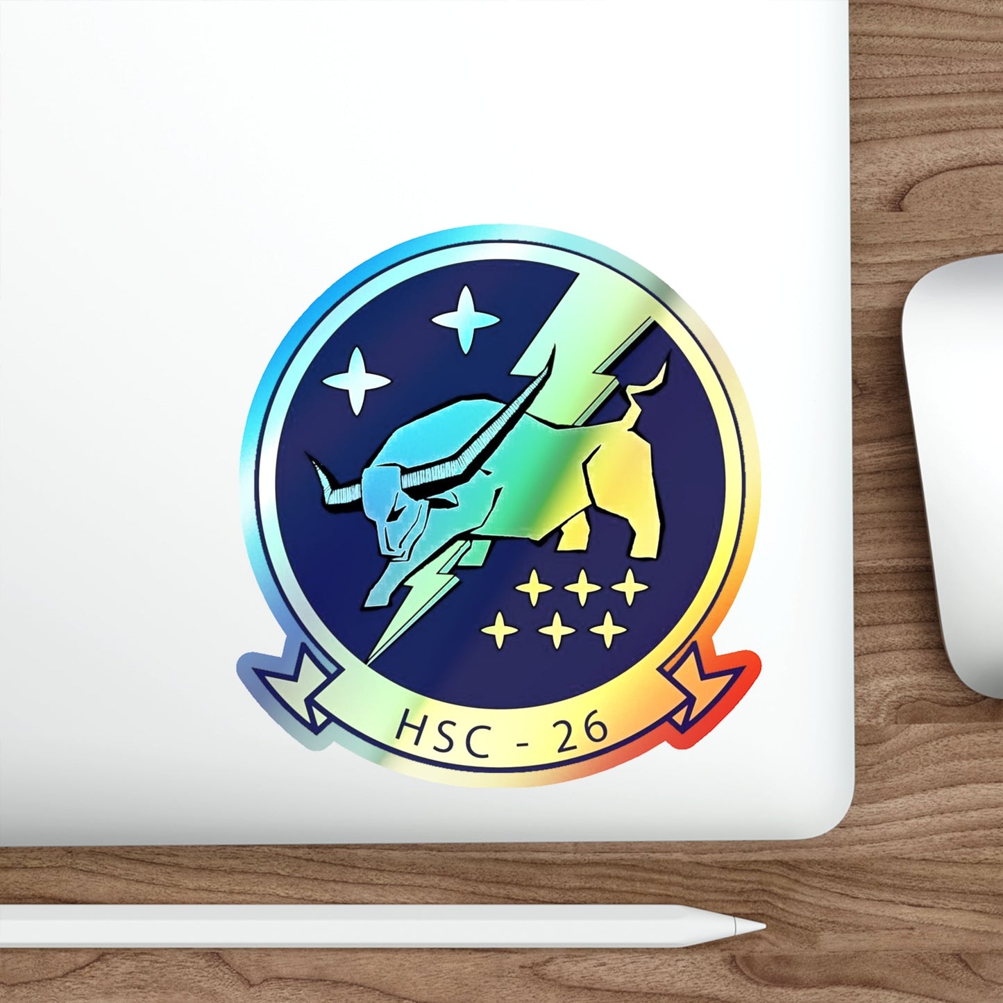 HSC 26 Helicopter Sea Combat Squadron 26 ‘Chargers’ (U.S. Navy) Holographic STICKER Die-Cut Vinyl Decal-The Sticker Space