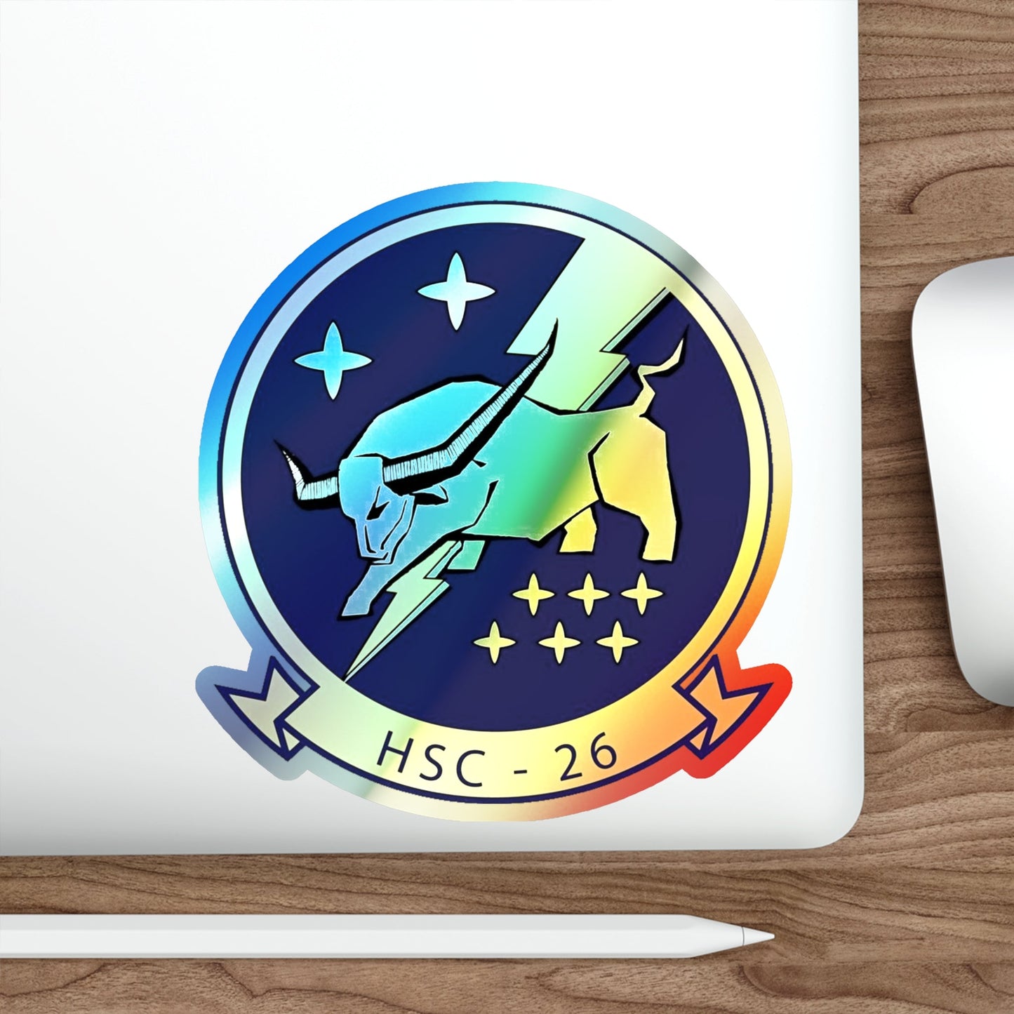 HSC 26 Helicopter Sea Combat Squadron 26 ‘Chargers’ (U.S. Navy) Holographic STICKER Die-Cut Vinyl Decal-The Sticker Space