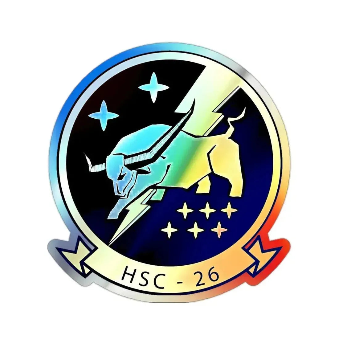 HSC 26 Helicopter Sea Combat Squadron 26 ‘Chargers’ (U.S. Navy) Holographic STICKER Die-Cut Vinyl Decal - The Sticker Space