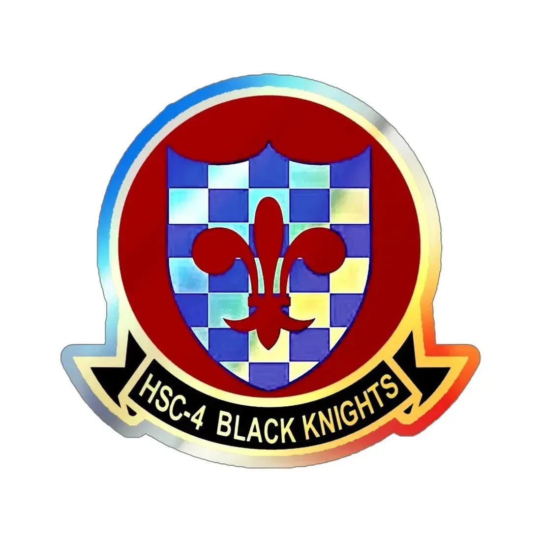HSC 4 Helicopter Sea Combat Squadron 4 ‘Black Knights’ (U.S. Navy) Holographic STICKER Die-Cut Vinyl Decal 6 Inch Holographic - The Sticker Space
