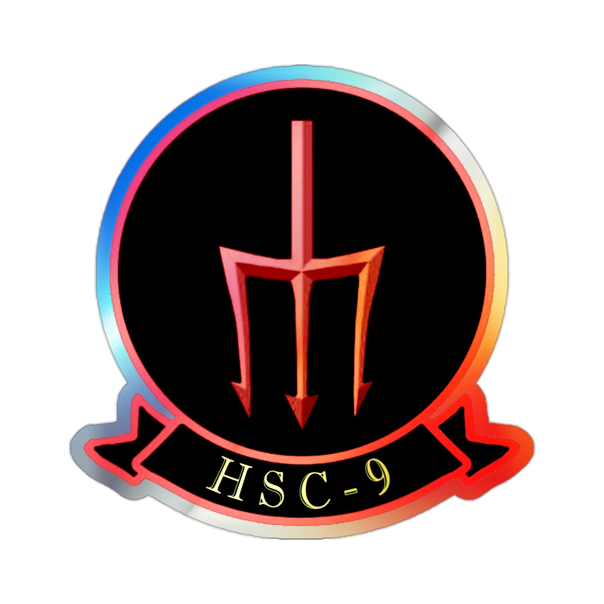 HSC 9 Helicopter Sea Combat Squadron 9 ‘Tridents’ (U.S. Navy) Holographic STICKER Die-Cut Vinyl Decal-2 Inch-The Sticker Space