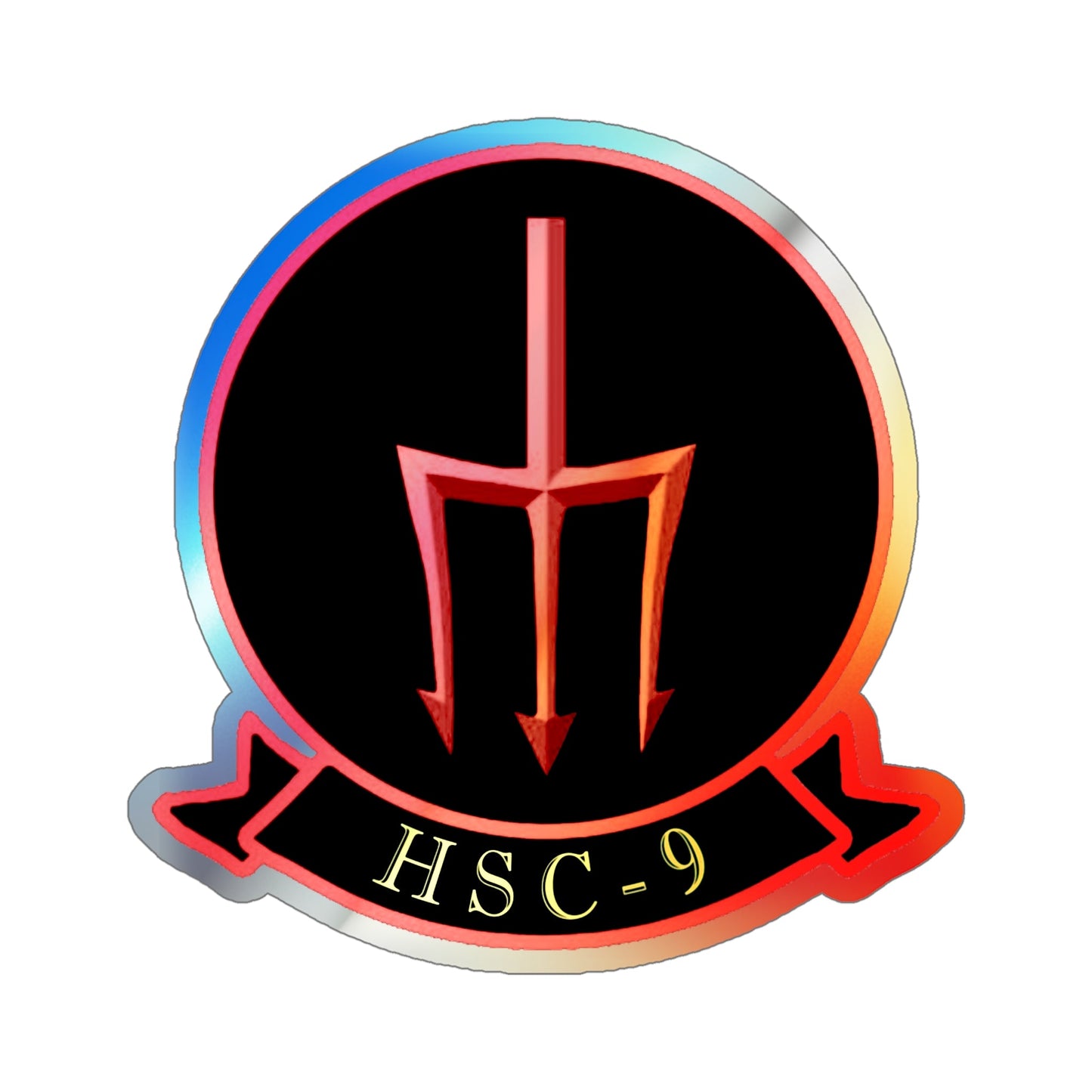 HSC 9 Helicopter Sea Combat Squadron 9 ‘Tridents’ (U.S. Navy) Holographic STICKER Die-Cut Vinyl Decal-5 Inch-The Sticker Space