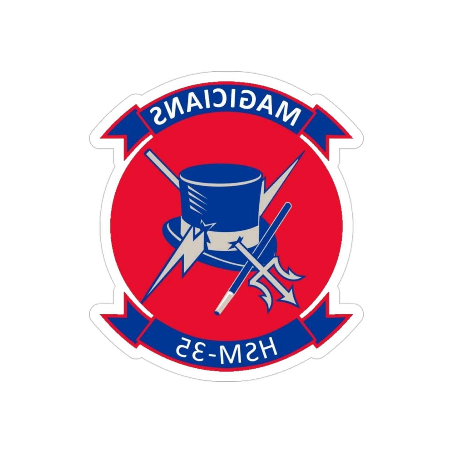 HSM 35 Helicopter Maritime Strike Squadron 35 (U.S. Navy) REVERSE PRINT Transparent STICKER-3" × 3"-The Sticker Space