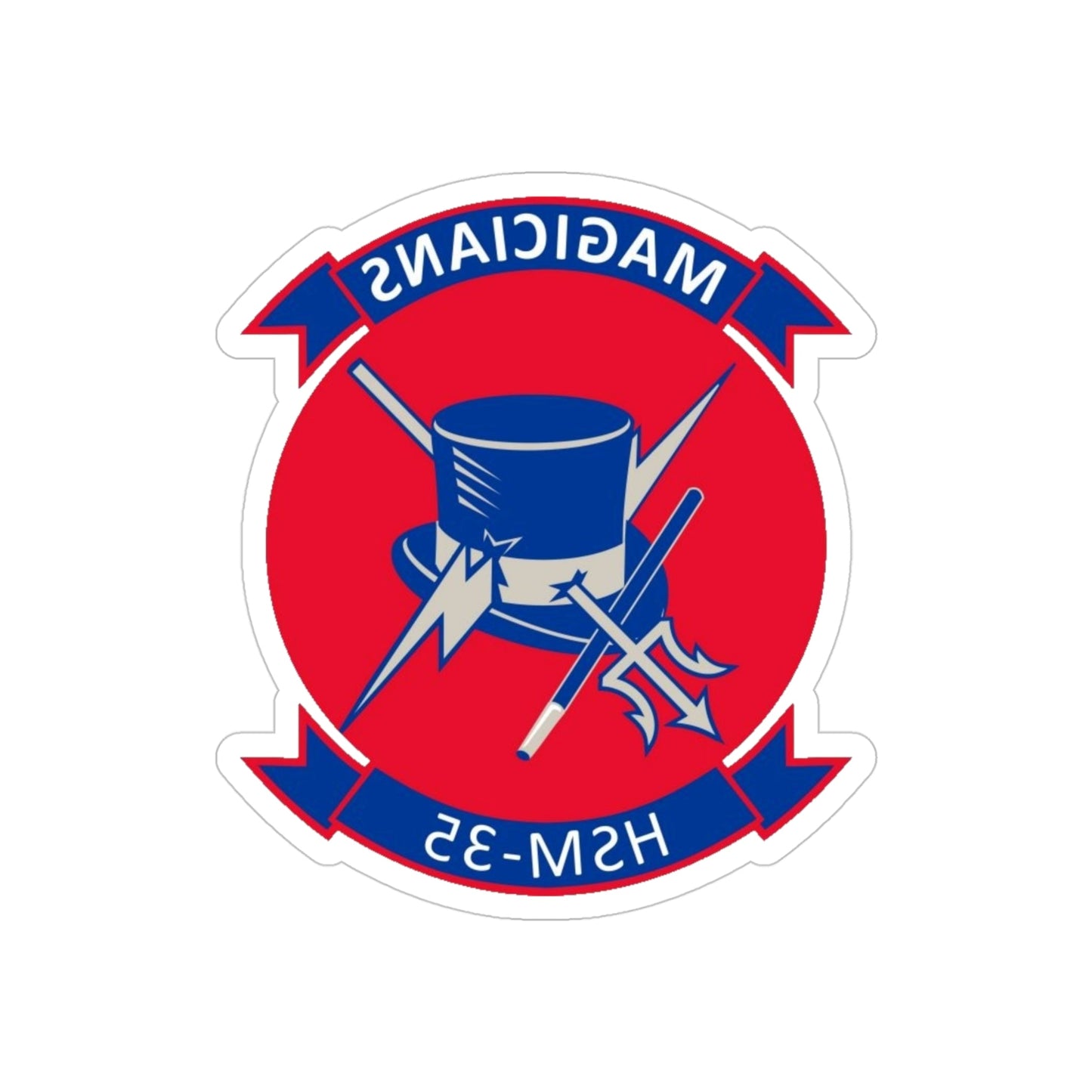 HSM 35 Helicopter Maritime Strike Squadron 35 (U.S. Navy) REVERSE PRINT Transparent STICKER-4" × 4"-The Sticker Space