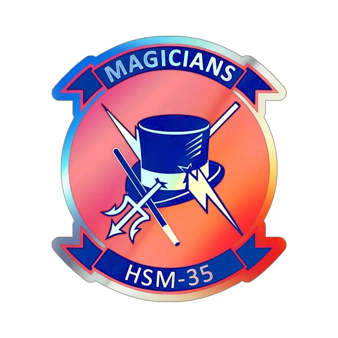 HSM 35 Helicopter Maritime Strike Squadron 35 (U.S. Navy) Holographic STICKER Die-Cut Vinyl Decal 5 Inch Holographic - The Sticker Space