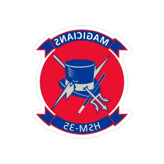 HSM 35 Helicopter Maritime Strike Squadron 35 (U.S. Navy) REVERSE PRINT Transparent Die-Cut STICKER 2 Inch Die-Cut Transparent - The Sticker Space