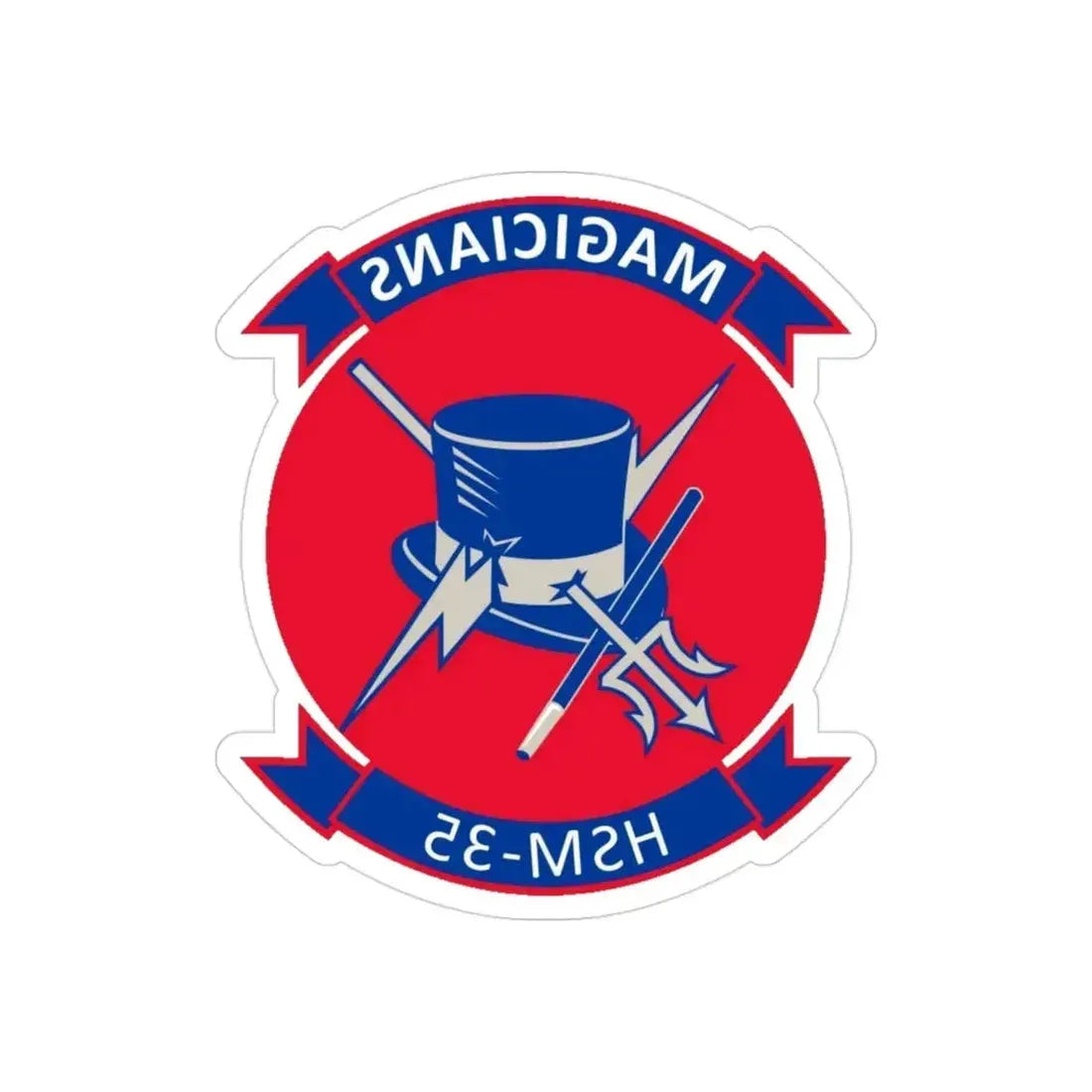 HSM 35 Helicopter Maritime Strike Squadron 35 (U.S. Navy) REVERSE PRINT Transparent Die-Cut STICKER 3 Inch Die-Cut Transparent - The Sticker Space