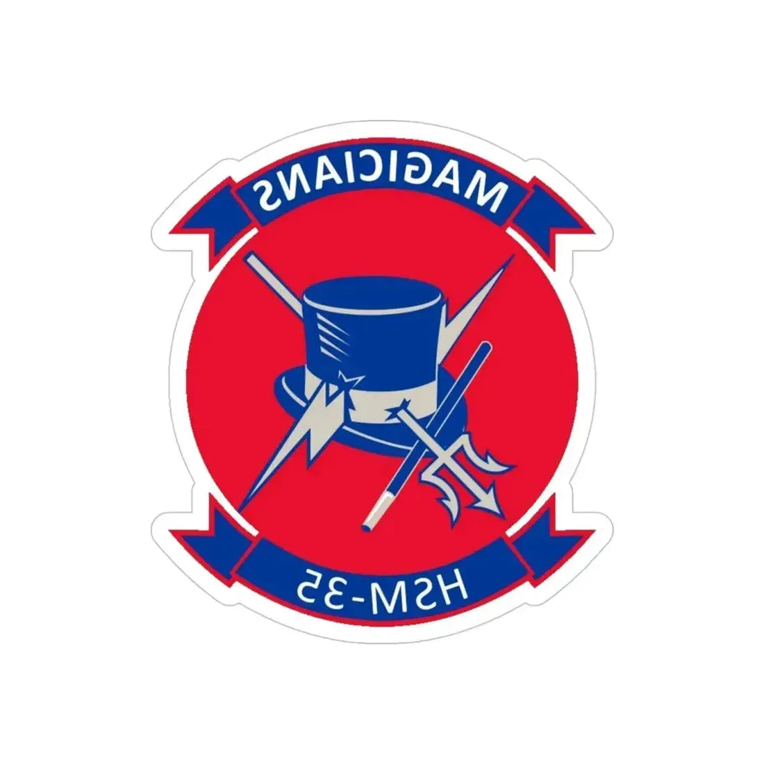 HSM 35 Helicopter Maritime Strike Squadron 35 (U.S. Navy) REVERSE PRINT Transparent Die-Cut STICKER 4 Inch Die-Cut Transparent - The Sticker Space