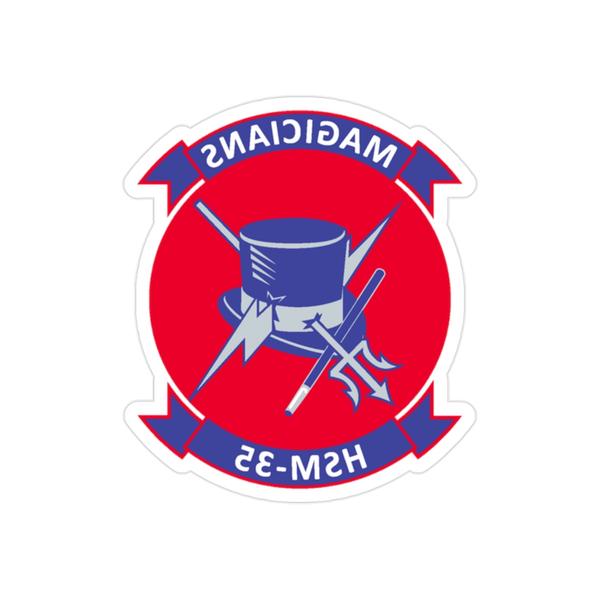 HSM 35 Magicians (U.S. Navy) REVERSE PRINT Transparent STICKER-2" × 2"-The Sticker Space