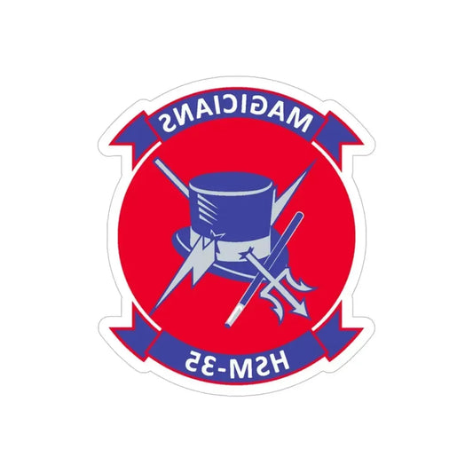 HSM 35 Magicians (U.S. Navy) REVERSE PRINT Transparent Die-Cut STICKER 6 Inch Die-Cut Transparent - The Sticker Space