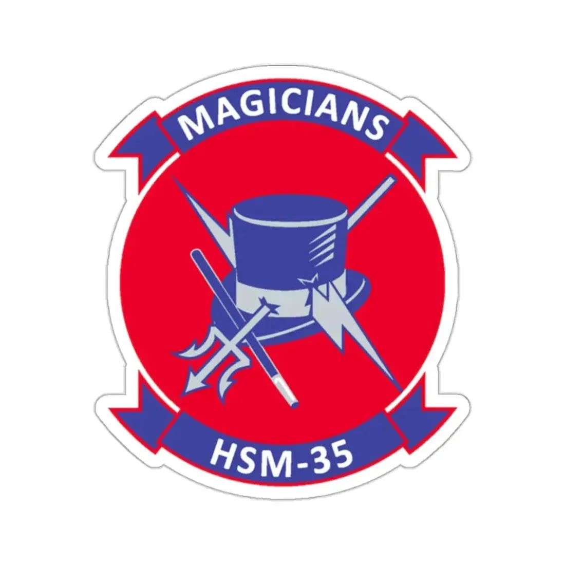 HSM 35 Magicians (U.S. Navy) STICKER Vinyl Kiss-Cut Decal 2 Inch White - The Sticker Space