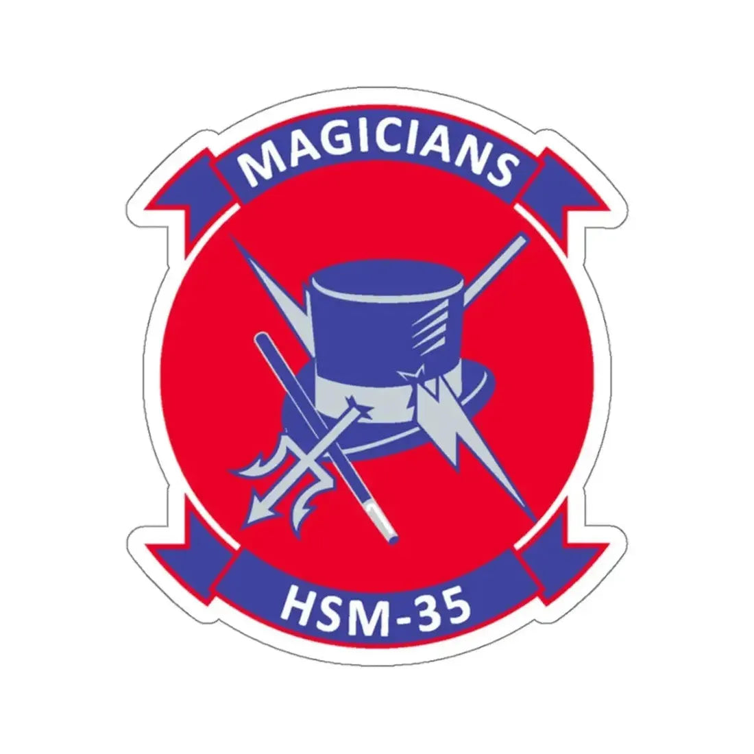 HSM 35 Magicians (U.S. Navy) STICKER Vinyl Kiss-Cut Decal 4 Inch White - The Sticker Space