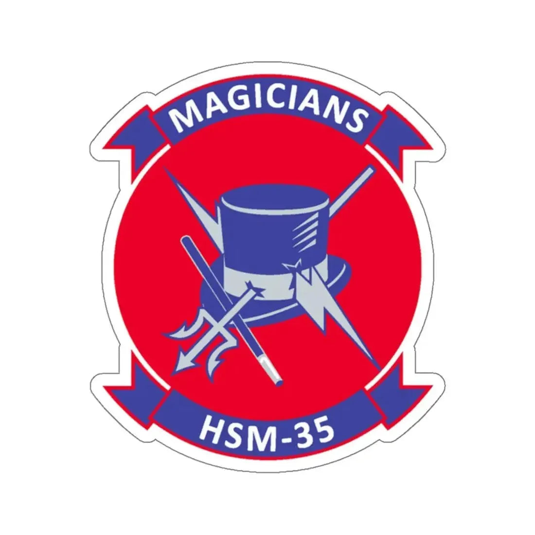 HSM 35 Magicians (U.S. Navy) STICKER Vinyl Kiss-Cut Decal 6 Inch White - The Sticker Space