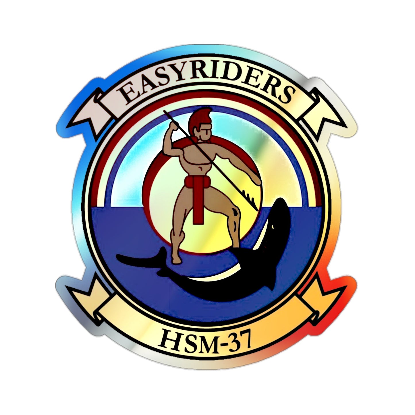 HSM 37 Helicopter Maritime Strike Squadron 37 (U.S. Navy) Holographic STICKER Die-Cut Vinyl Decal-2 Inch-The Sticker Space