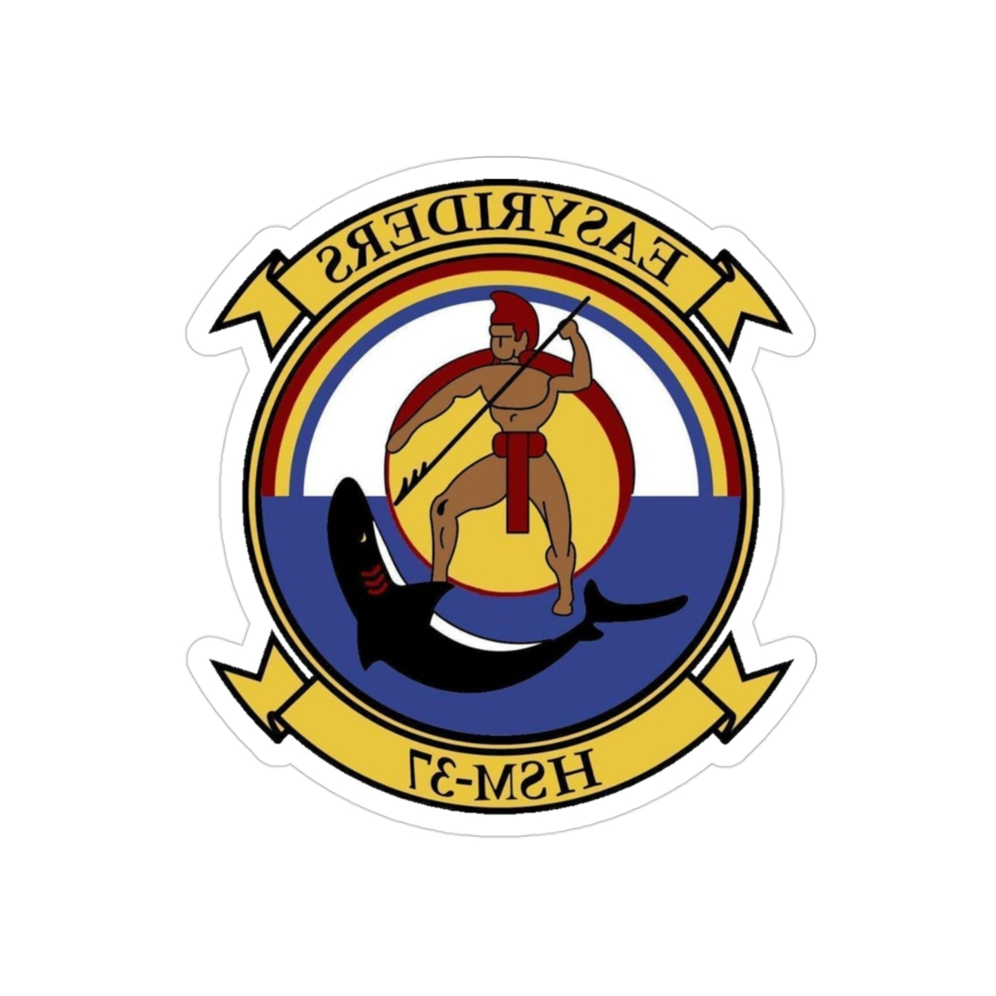 HSM 37 Helicopter Maritime Strike Squadron 37 (U.S. Navy) REVERSE PRINT Transparent STICKER-3" × 3"-The Sticker Space