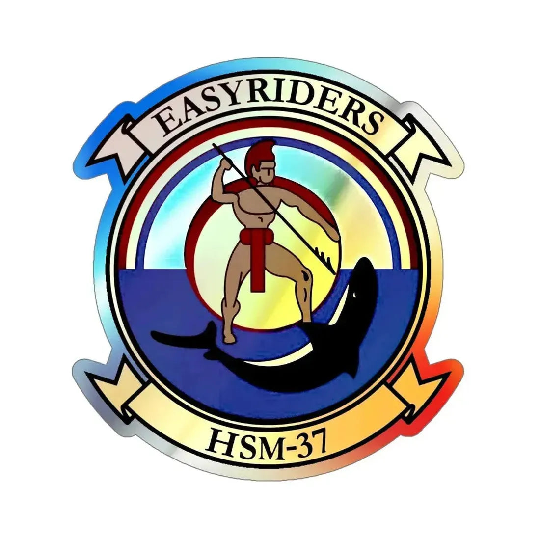 HSM 37 Helicopter Maritime Strike Squadron 37 (U.S. Navy) Holographic STICKER Die-Cut Vinyl Decal 5 Inch Holographic - The Sticker Space