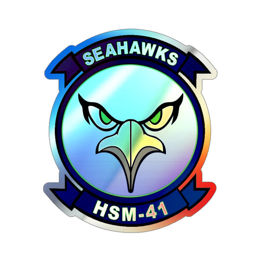 HSM 41 Helicopter Maritime Strike Squadron 41 (U.S. Navy) Holographic STICKER Die-Cut Vinyl Decal-6 Inch-The Sticker Space