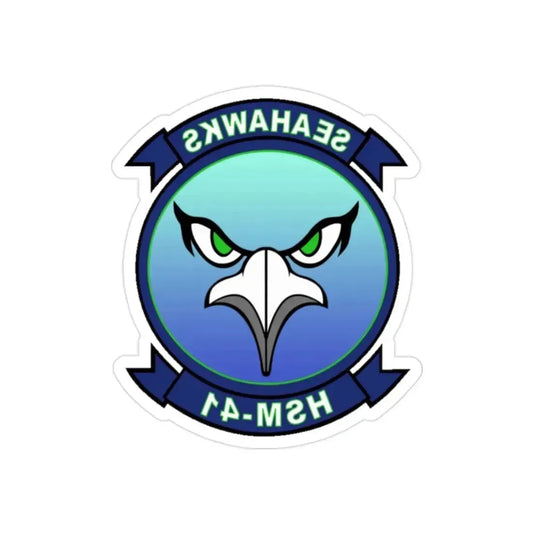 HSM 41 Helicopter Maritime Strike Squadron 41 (U.S. Navy) REVERSE PRINT Transparent Die-Cut STICKER 2 Inch Die-Cut Transparent - The Sticker Space