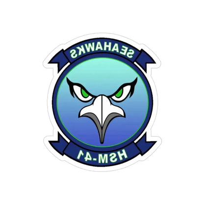 HSM 41 Helicopter Maritime Strike Squadron 41 (U.S. Navy) REVERSE PRINT Transparent Die-Cut STICKER 3 Inch Die-Cut Transparent - The Sticker Space