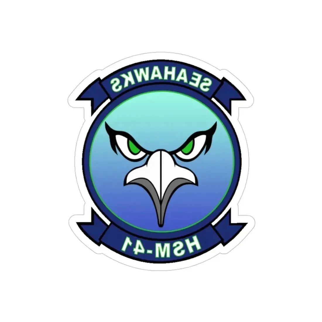 HSM 41 Helicopter Maritime Strike Squadron 41 (U.S. Navy) REVERSE PRINT Transparent Die-Cut STICKER 4 Inch Die-Cut Transparent - The Sticker Space