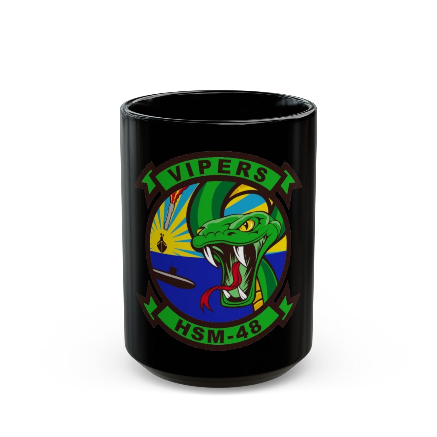 HSM 48 Helicopter Maritime Strike Squadron 48 (U.S. Navy) Black Coffee Mug-15oz-The Sticker Space