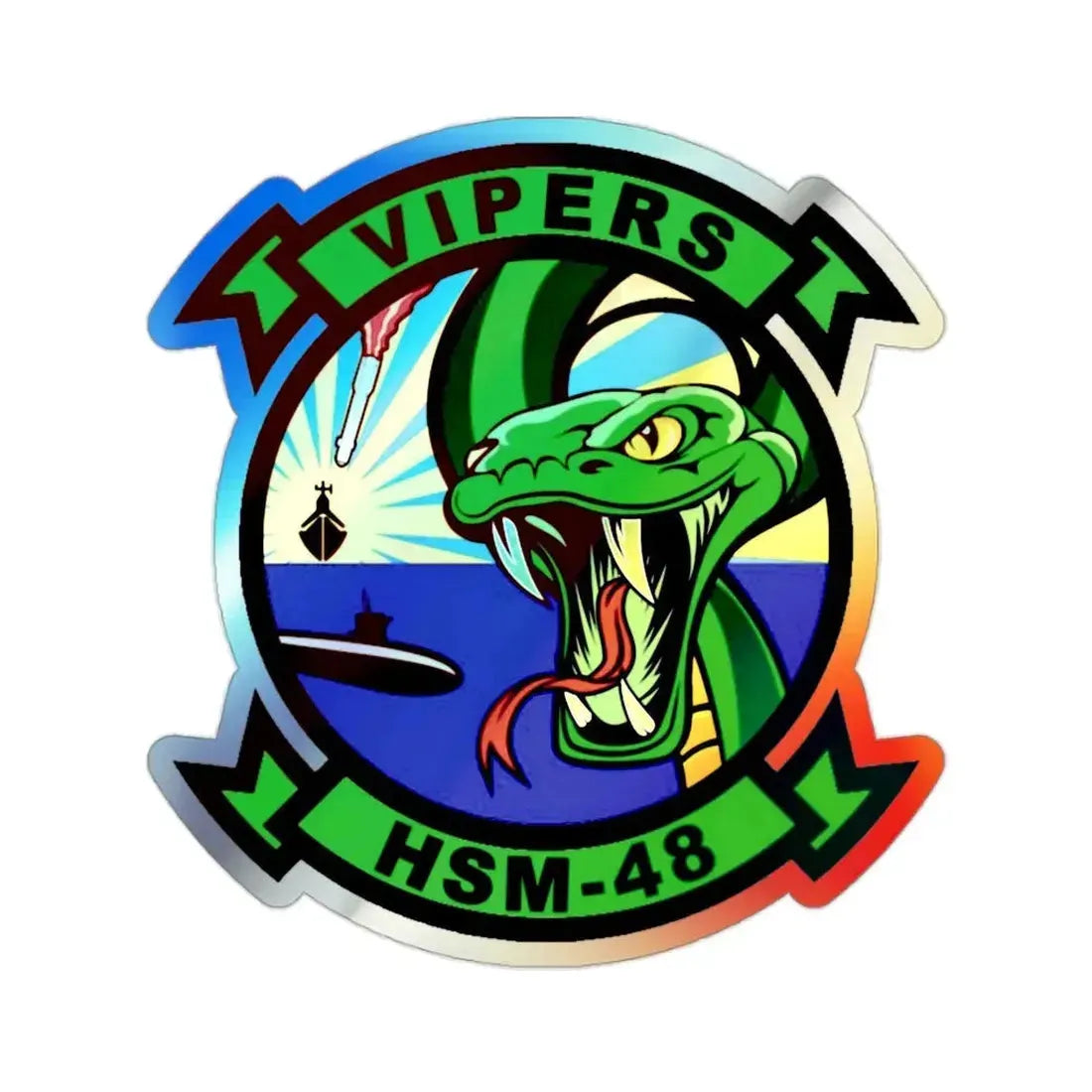 HSM 48 Helicopter Maritime Strike Squadron 48 (U.S. Navy) Holographic STICKER Die-Cut Vinyl Decal 2 Inch Holographic - The Sticker Space