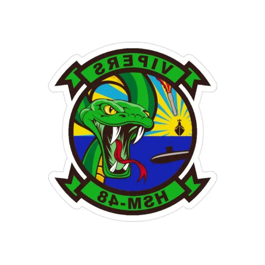 HSM 48 Helicopter Maritime Strike Squadron 48 (U.S. Navy) REVERSE PRINT Transparent Die-Cut STICKER 2 Inch Die-Cut Transparent - The Sticker Space