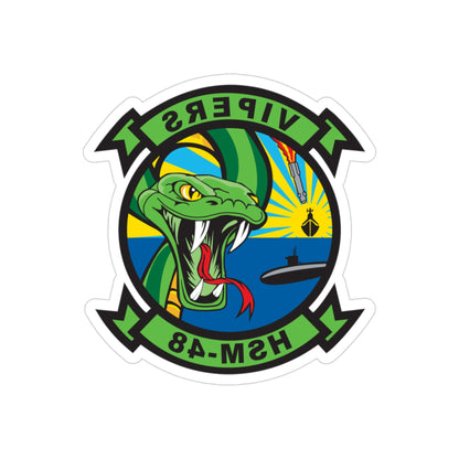 HSM 48 Vipers (U.S. Navy) REVERSE PRINT Transparent STICKER-3" × 3"-The Sticker Space